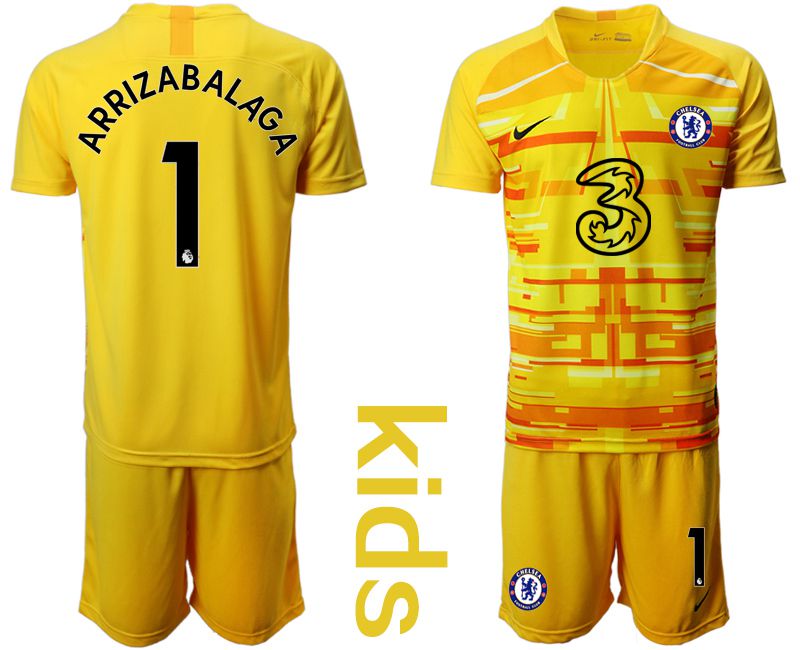 Youth 2020-2021 club Chelsea yellow goalkeeper #1 Soccer Jerseys1->chelsea jersey->Soccer Club Jersey